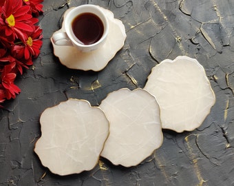 Rose quartz coasters from food-safe epoxy resin, Geode coasters, Crystal coasters, Marble coasters