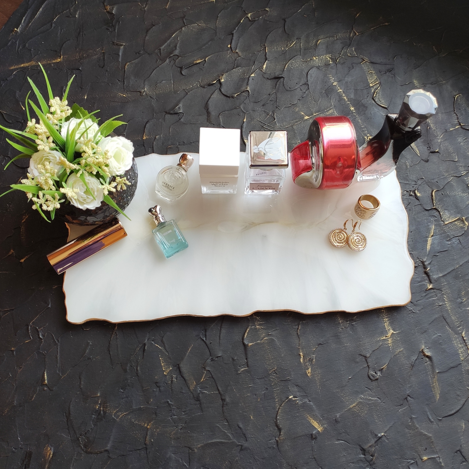 Perfume Tray White Marble Tray Vanity Tray Dresser Tray Etsy