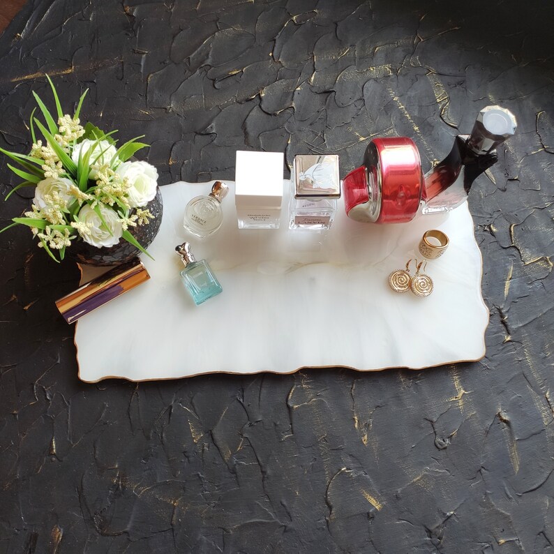 Perfume Tray White Marble Tray Vanity Tray Dresser Tray Etsy