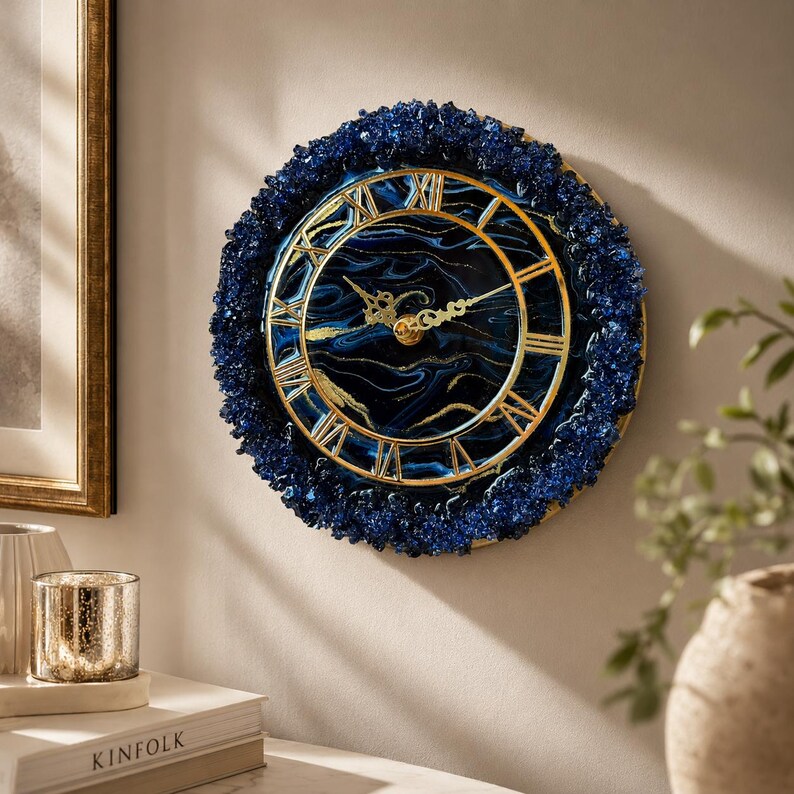 Amethyst Wall Clock, Geode Wall Clock, Living Room Decor image 7