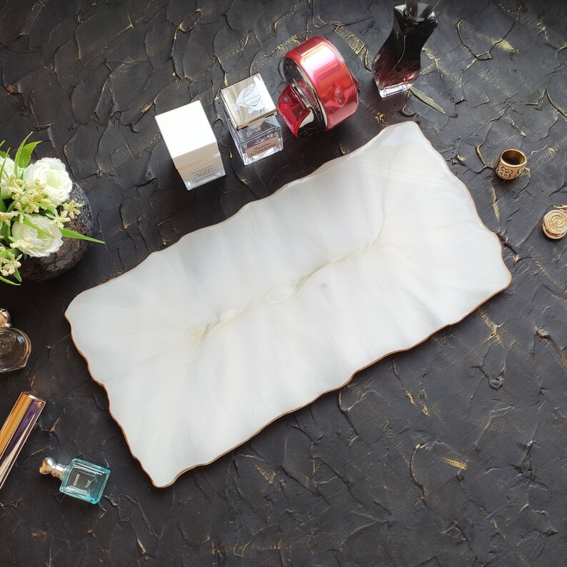 Perfume Tray White Marble Tray Vanity Tray Dresser Tray Etsy