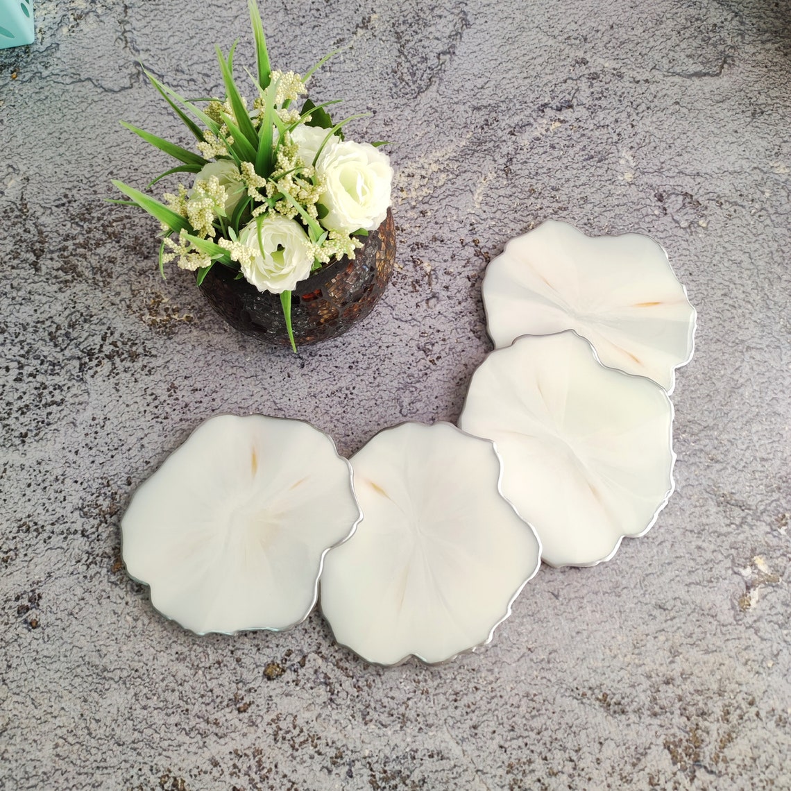 Weiße Marmor Untersetzer aus lebensmittelechtem Epoxidharz | Etsy