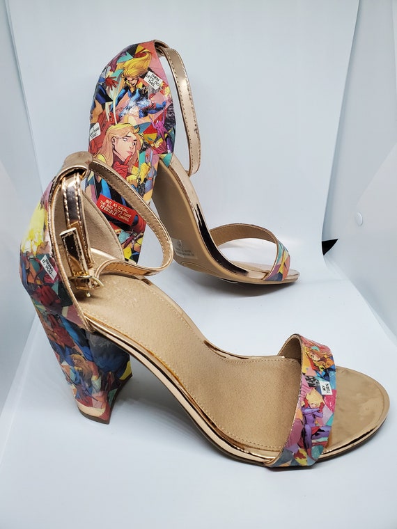 Captain Marvel// Carol Danvers// Ooak Comic Shoes Heels Custom Size 10