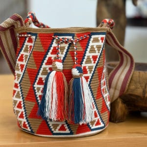 Handmade Wayuu Crochet Bag: Geometric Tribal Boho Purse