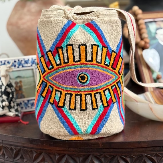 Colorful Woven Drawstring Bag s-l400.jpg main image 2
