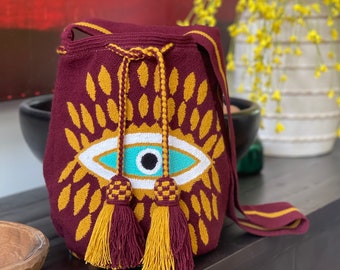 Authentique sac bandoulière/épaule Wayuu Tapestry, livraison gratuite, sacs à main faits main en Colombie.