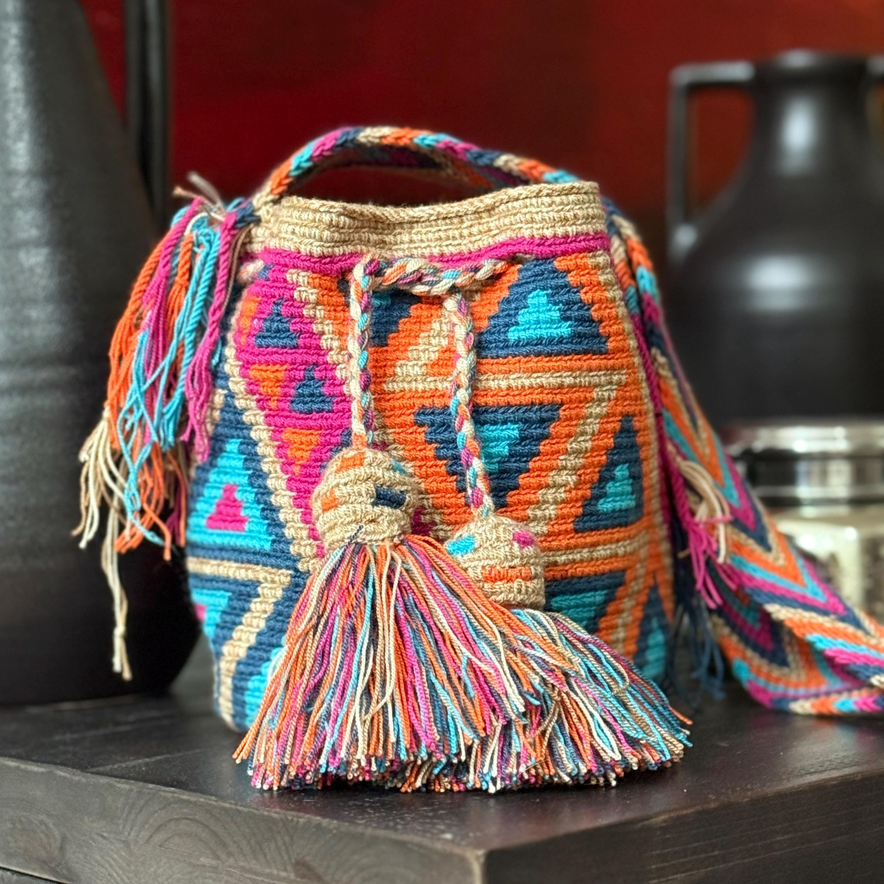 Original WAYUU BAG/ Small -Medium Crochet BAG / Wayuu Crossbody Purse / Mochila / Handmade Crochet Purse / Crochet Crossbody Bucket Bag.