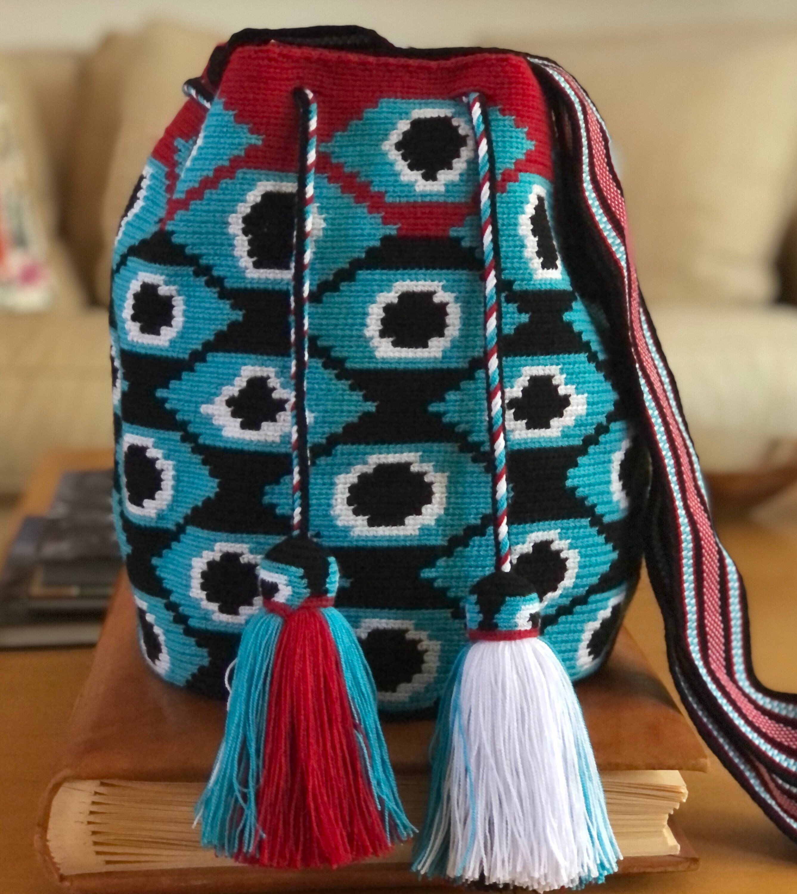 Bolso de ganchillo auténtico Wayuú Mochila Bag ojo de la Etsy
