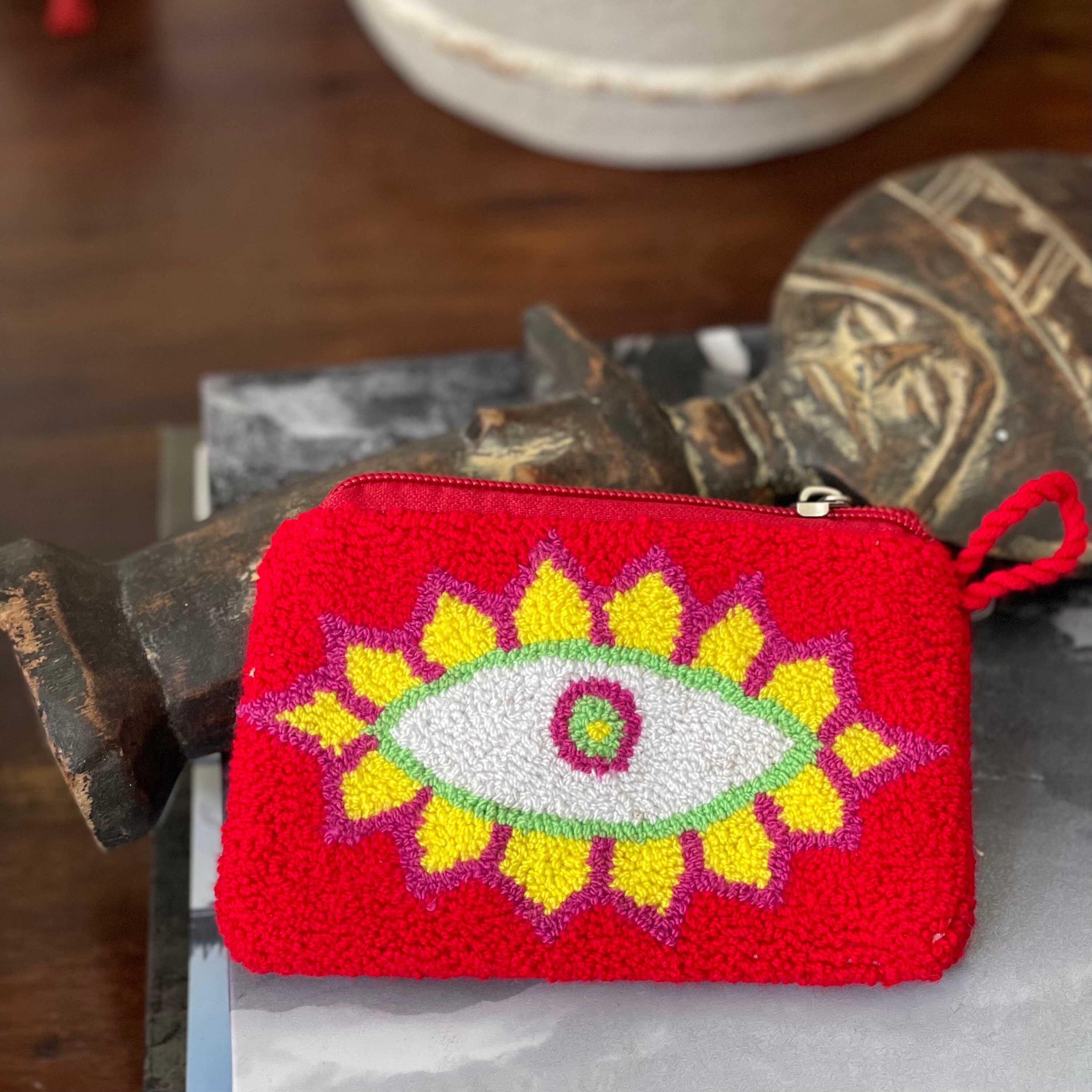 Wayuu Tribe Multicolor Coin pouch Handmade Evil Eye Coin Purse: Wayuu Tribe Zipper Pouch - Etsy main image 2