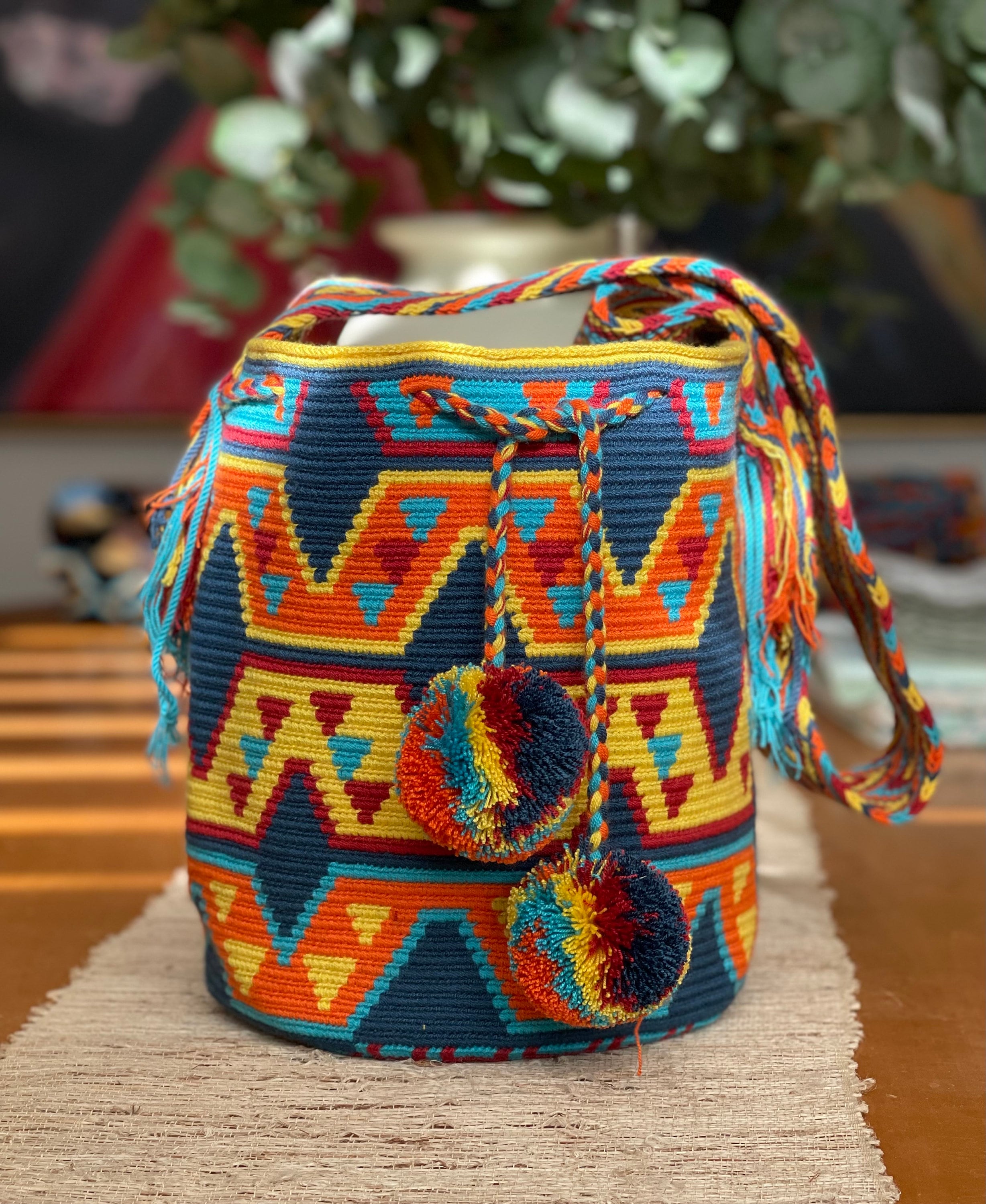 バッグ WAYUU BAG MULTICOLOR L SIZE Crochet Bag, Authentic Large Wayuú Mochila Bag , Hand-made