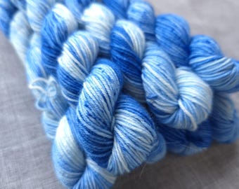 BLUE SKIES - Miniskein 20g, 92 yards - Extrafine superwash merino -  Hand-Dyed- Indie Dyer (5/22)
