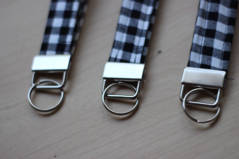 Black and White Plaid Gingham Key Fob