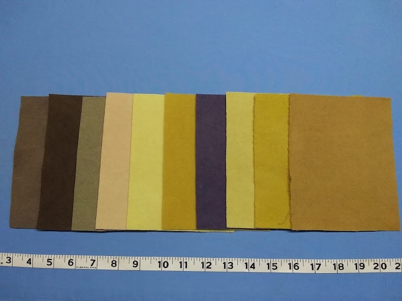Hand Dyed Wool Fabric With Plants 5x6.5 Pieces 10 Colors F-103
