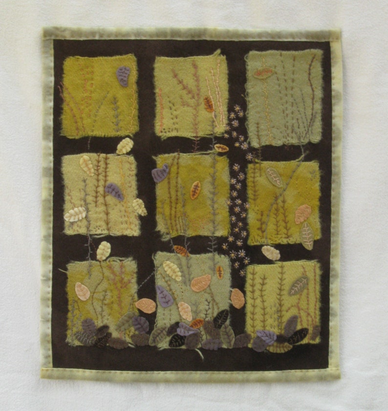 Stitched Fiber Art Natural Dyes Wall Hanging Hand Embroidered A-8