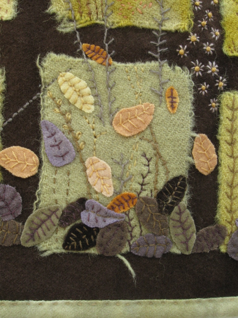 Stitched Fiber Art Natural Dyes Wall Hanging Hand Embroidered A-8