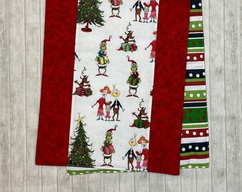 Grinch Christmas Table Runner, Whoville Xmas Decorations, Grinch Decor Kitchen Gift, Grinch Table Centerpiece