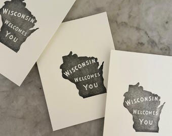 Wisconsin Welcomes You Letterpressed Print