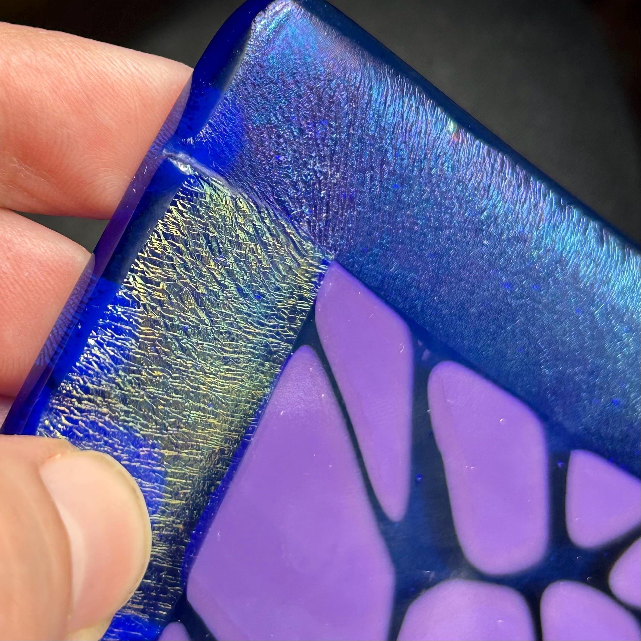 Fused Iridescent Glass Tray: Signed Curved Sushi Plate - Etsy display picture 3