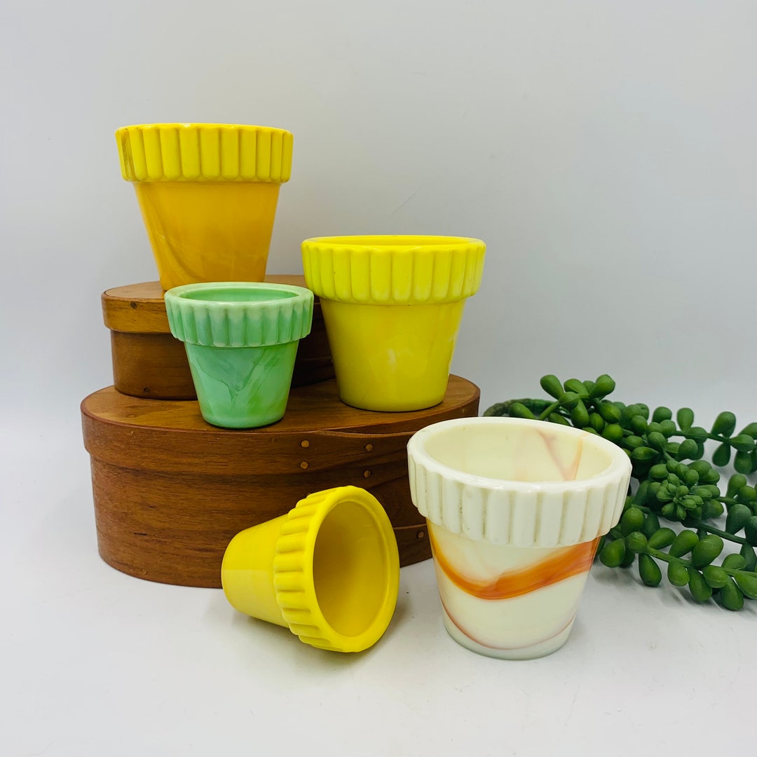5 Small Mini Akro Agate Planters Pots FREE SHIPPING Etsy