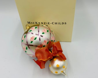 Mackenzie Childs Whimsical Mercury Glass double Drop Orange Orange FREE SHIPPING