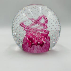 Caithness Art glass from Scotland paperweight pink CAULDRON