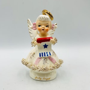 Lefton patriotic girl angel July birthday figurine AR1987