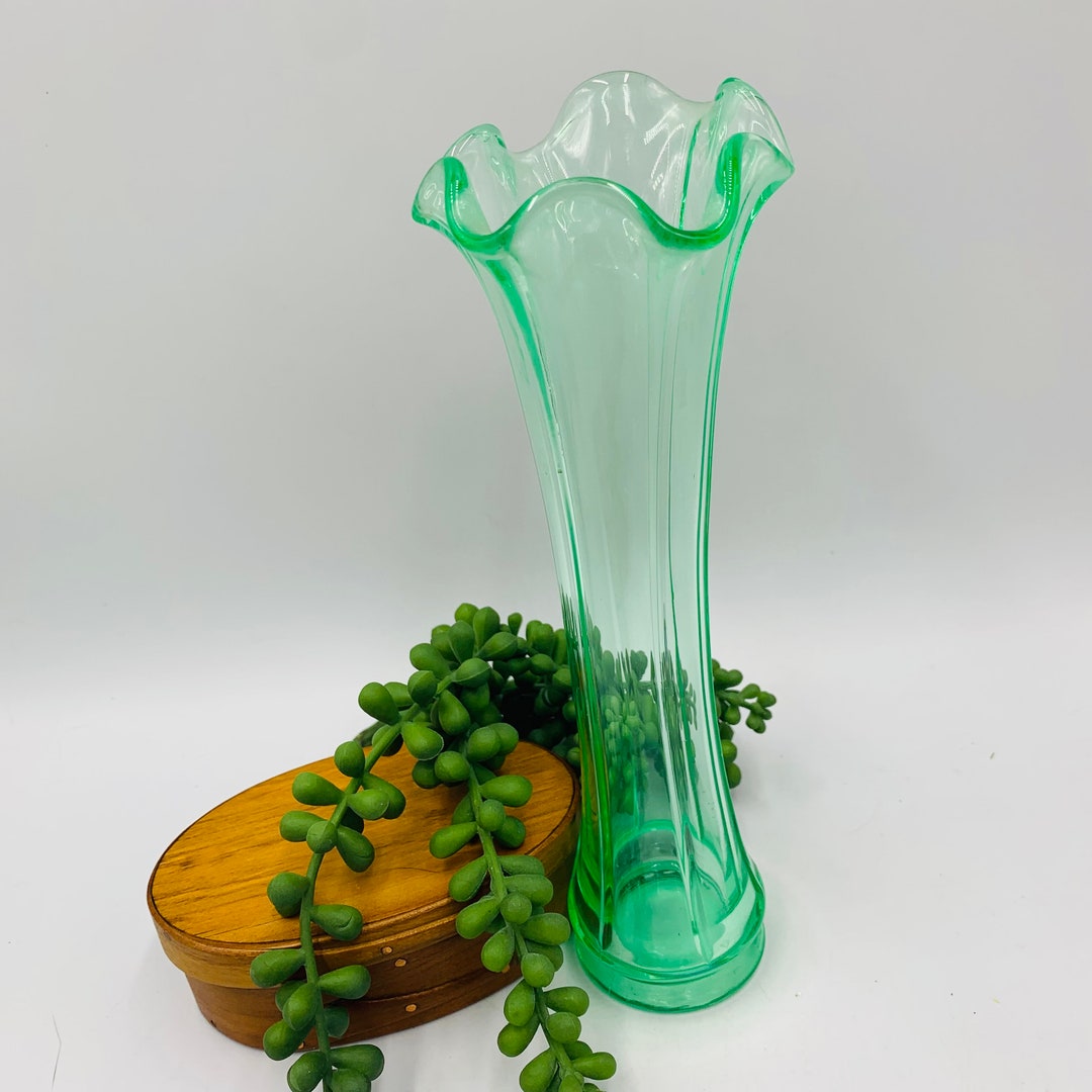 Uranium Glass 8 Swung Bud Vase GLOWS Under Blacklight FREE Etsy