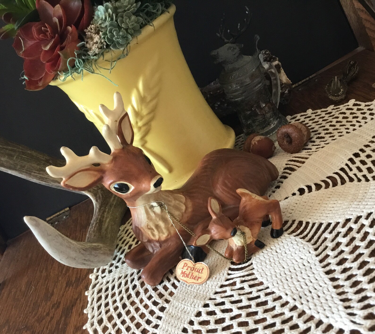 Vintage Norcrest Japan ceramic Deer with baby FREE SHIPPING Etsy