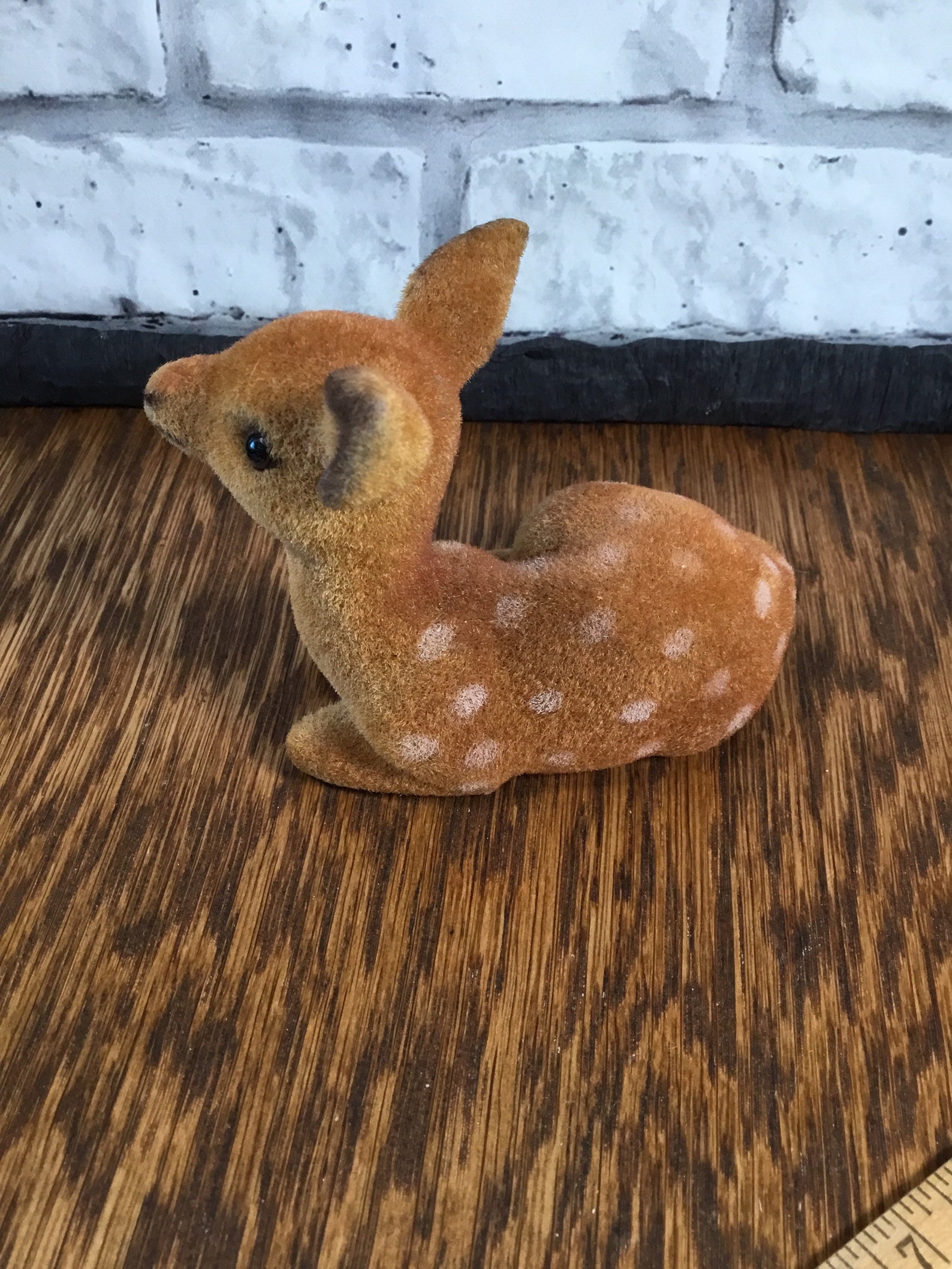 Adorable vintage 4.5 flocked plastic deer FREE SHIPPING Etsy