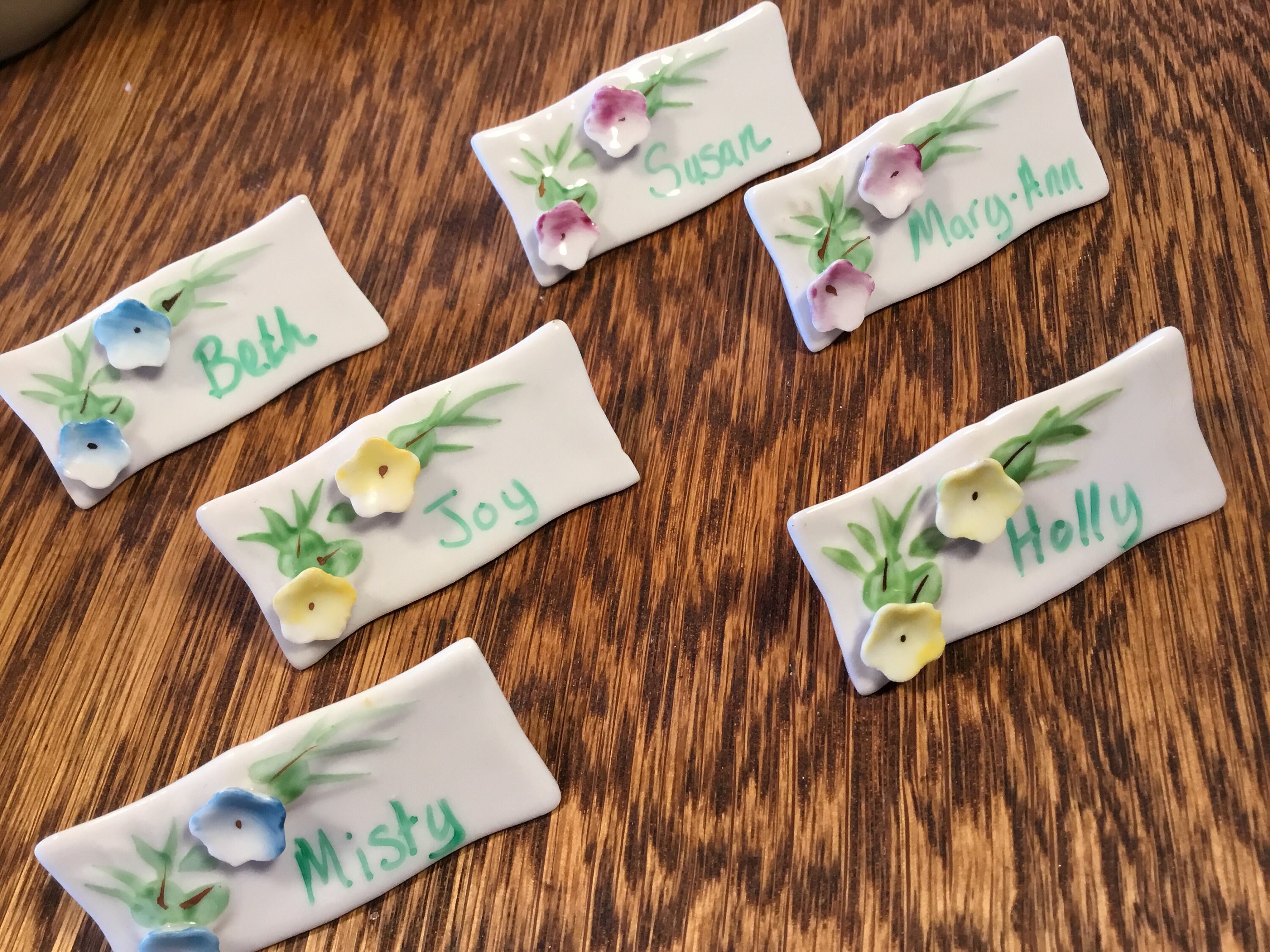 6 Adorable dainty spring porcelain place card holder FREE Etsy