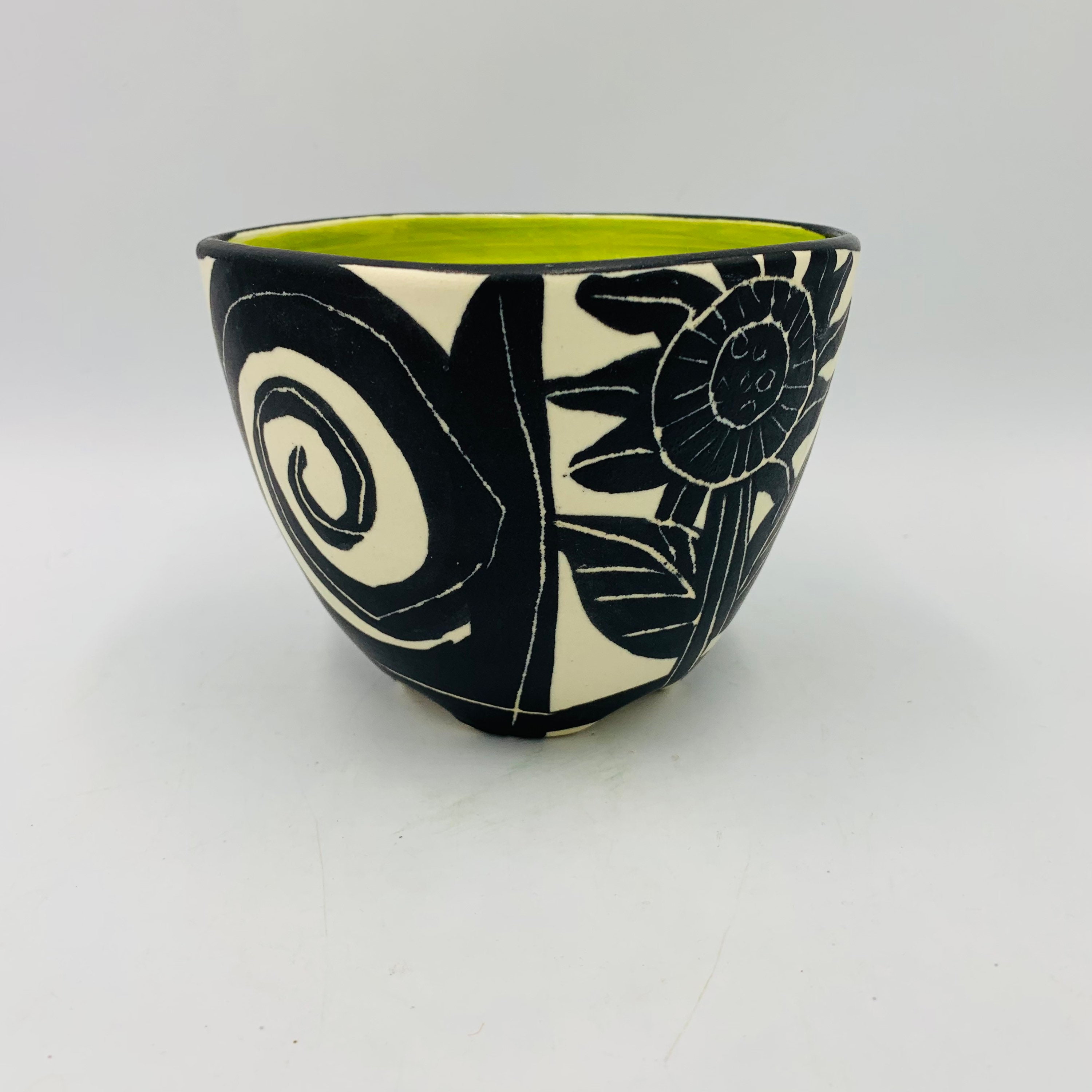 Gorgeous Black White Art Pottery Bowl With Crows and - Etsy