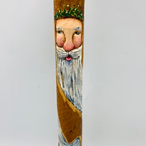 14” antique wood bobbin carved Santa Claus FREE SHIPPING
