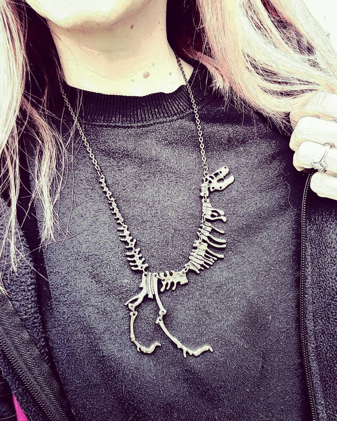 T rex skeleton necklace deals