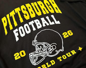 Pittsburgh Football World Tour Tee | Vintage Game Day Shirt | 2026–2027 Schedule Tee | Black & Gold Football Shirt | Pittsburgh Fan Gift