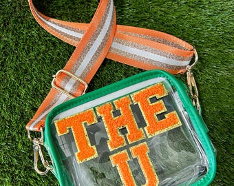 BOLSA DE ESTADIO - bolso transparente - bolso para el día del partido - bolso para el día del partido - Bolso Miami - Bolso The U - Hurricanes - bolso aprobado para el estadio