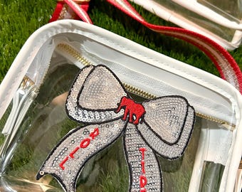 STADIUM BAG - clear purse - game day bag - game day purse - Bama Bow Purse - Roll Tide bag - stadium approved bag - Alabama bag - Big Al