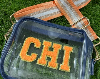 STADIUM BAG - clear purse - game day bag - game day purse - Chicago Purse - Bears bag - stadium approved bag - CHI town bag
