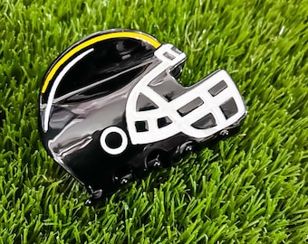 Pittsburgh Claw Clip – Football Helmet | Game Day Hair Accessory | Full Count Threads | Black and Yellow game day