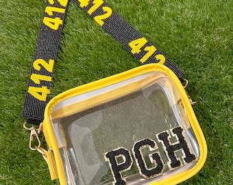 STADIUM BAG - clear purse - game day purse - PGH Purse - Pittsburgh purse - stadium approved bag - Pirates - Steelers - Penguins - 412