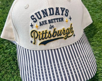 Sundays Are Better in Pittsburgh Hat | Pittsburgh Football Hat | Black Gold Game Day Cap | Football Sunday Hat | Pittsburgh Gift