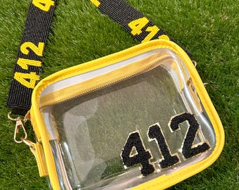 STADIUM BAG - clear purse - game day purse - 412 Purse - Pittsburgh purse - stadium approved bag - Pirates - Steelers - Penguins - gift