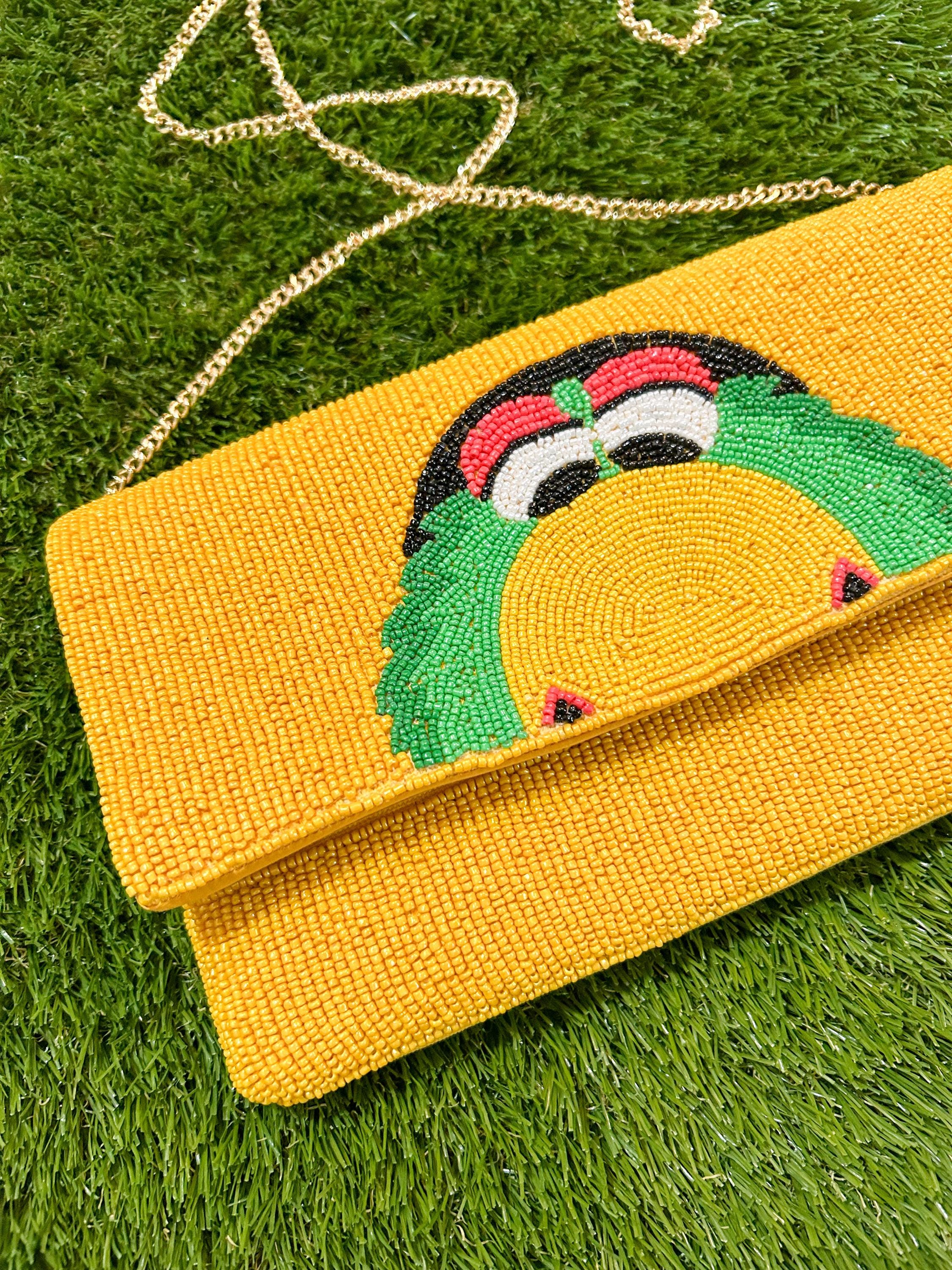 Pittsburgh Beaded Clutch Purse – Baseball Mascot Hand Beaded Bag
