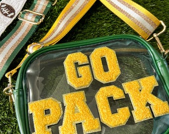 BOLSA DE ESTADIO - bolso transparente - bolso para el día del partido - bolso para el día del partido - Bolso Green Bay - bolso Go Pack - bolso aprobado para el estadio - bolso de los Packers