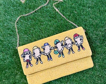 Pittsburgh Beaded Clutch Purse – Pierogi Hand Beaded Bag | Game Day Crossbody | Pittsburgh Fan Gift | Full Count Threads