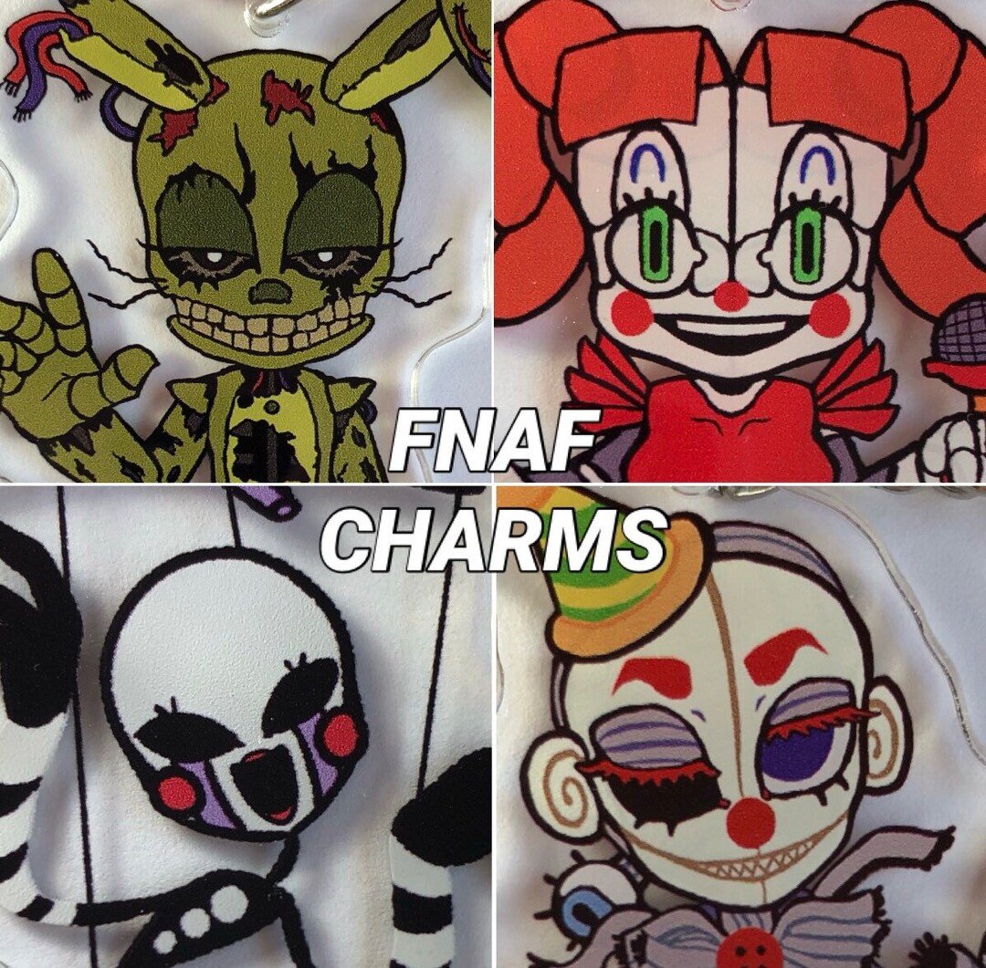 FNAF 6cm Acrylic Charms, Springtrap/William Afton, Marionette, Ennard, Circus Baby/Elizabeth (Double Side Print)