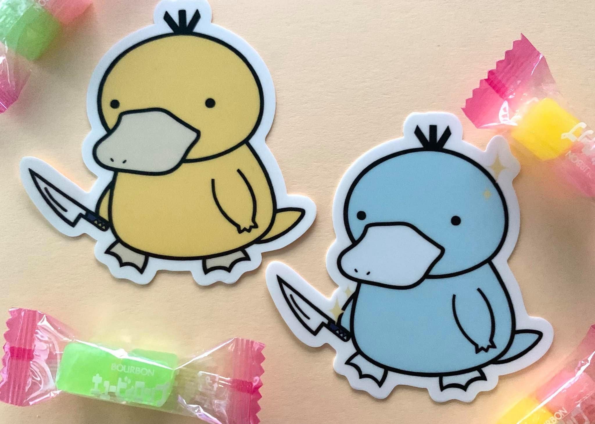 Psyduck WITH A KNIFE Pokemon Vinyl Sticker Etsy