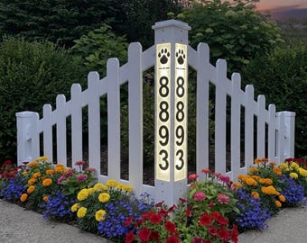 Marcador de dirección para entrada de vehículos con LED solar de alta visibilidad - Letrero decorativo blanco para jardín con diseño de valla para la navegación del hogar