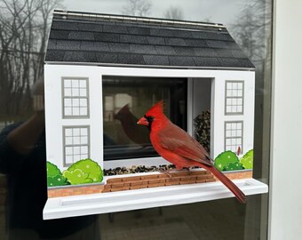 Comedero para pájaros de ventana: Memorial personalizado de Cardenal - PVC resistente para exteriores