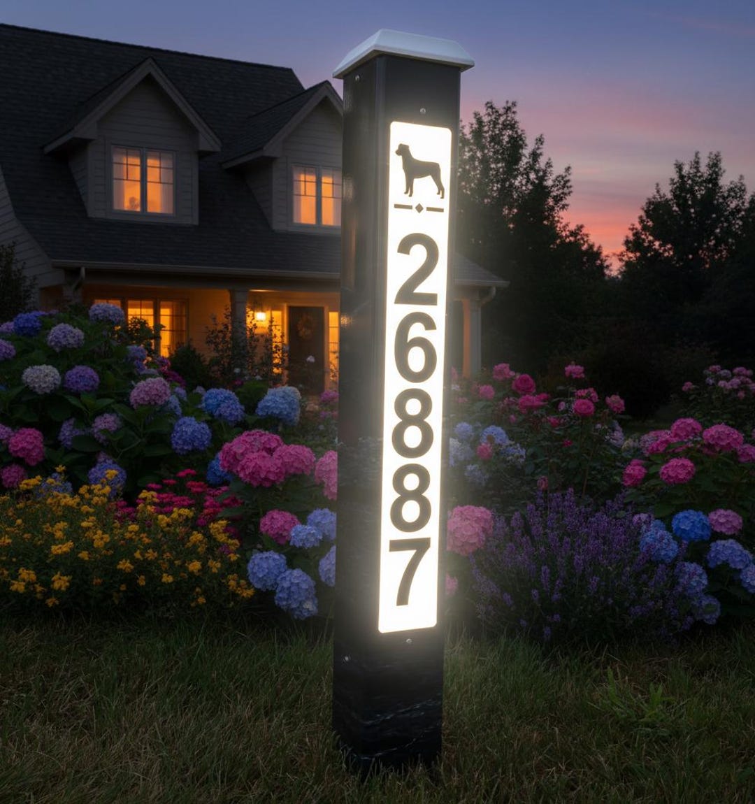 Light Post Address Sign Solar Lighted Address Sign Post – Weatherproof PVC, Four Heights - Etsy