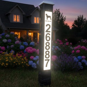 Solar Lighted Address Sign Post – Weatherproof PVC, Four Heights